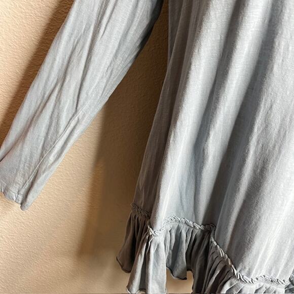 LOGO by Lori Goldstein Cotton Slub Knit Top with Pleated Hem Sz Large - Picture 6 of 11